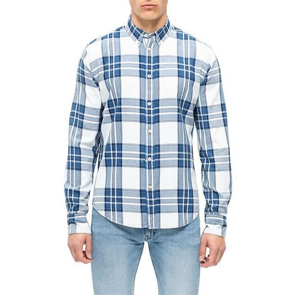 Rag & Bone Shirt Size XXL Fit 2 Plaid Tomlin Blue Indigo Plaid $225.00